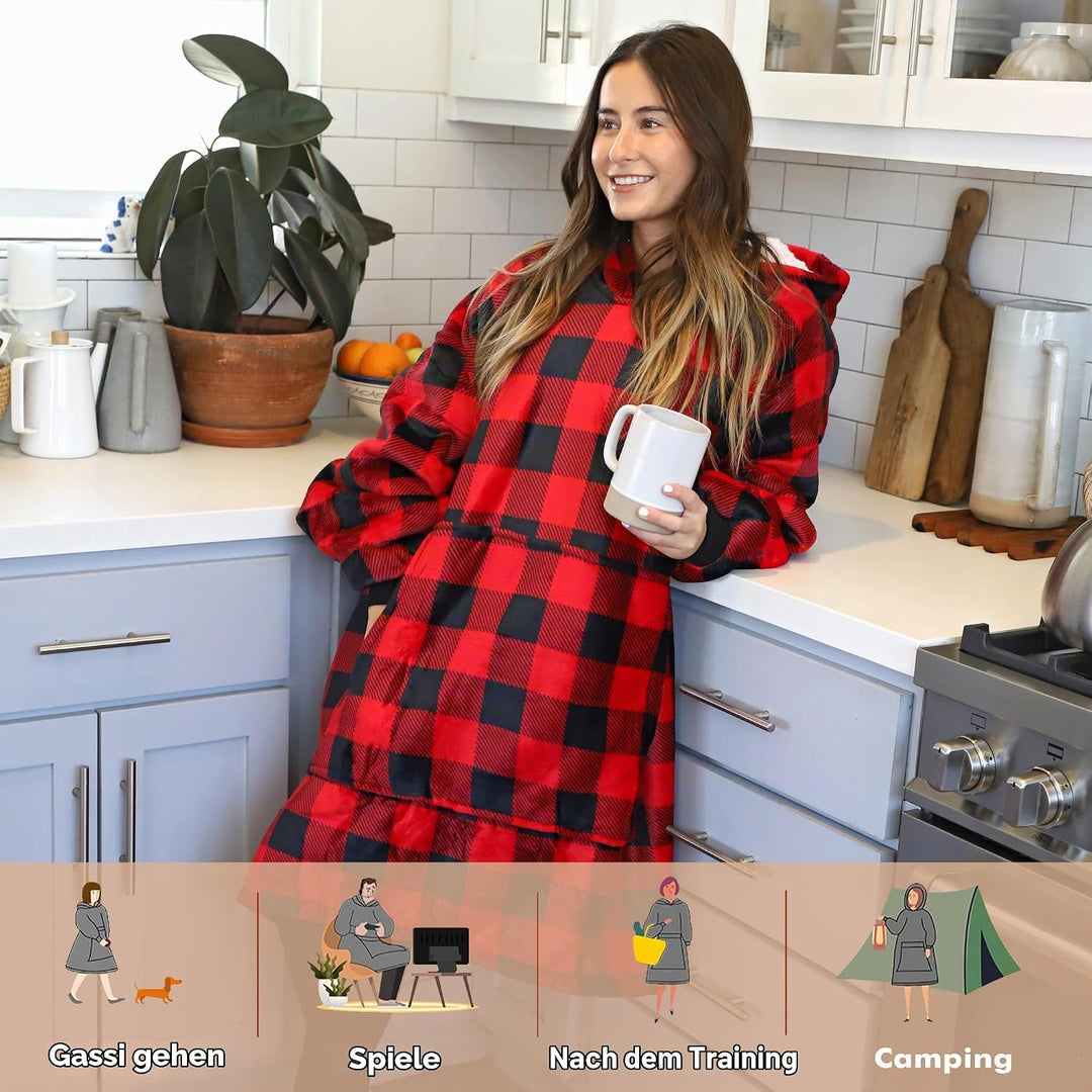 Catalonia Classy Oversized Sherpa Hoodie Decke, grosses Kapuzen-Sweatshirt für Frauen, weiche gemütl