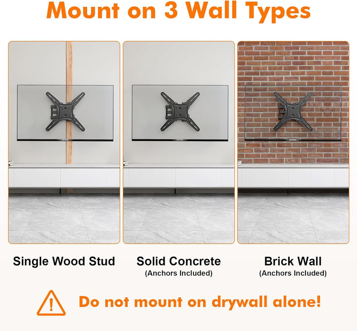 GRIFEMA GB1010 TV Wandhalterung – Schwenkbare Neigbare TV Halterung für 26–65 Zoll Flach & Curved Fe