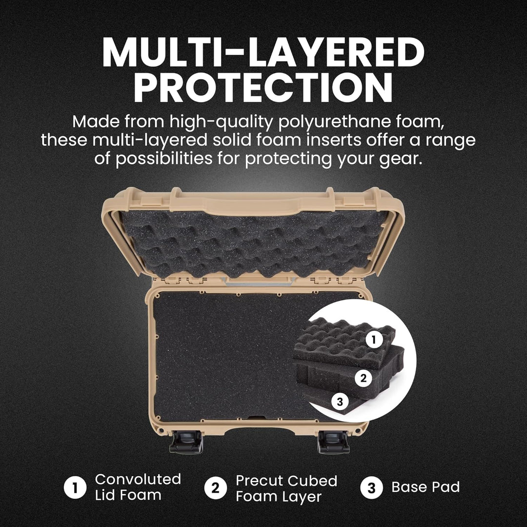 Nanuk 909 Wasserdichter Hartschalenkoffer Mit Plüschschaumeinlage - Braun Tan Würfelförmiger Schaums