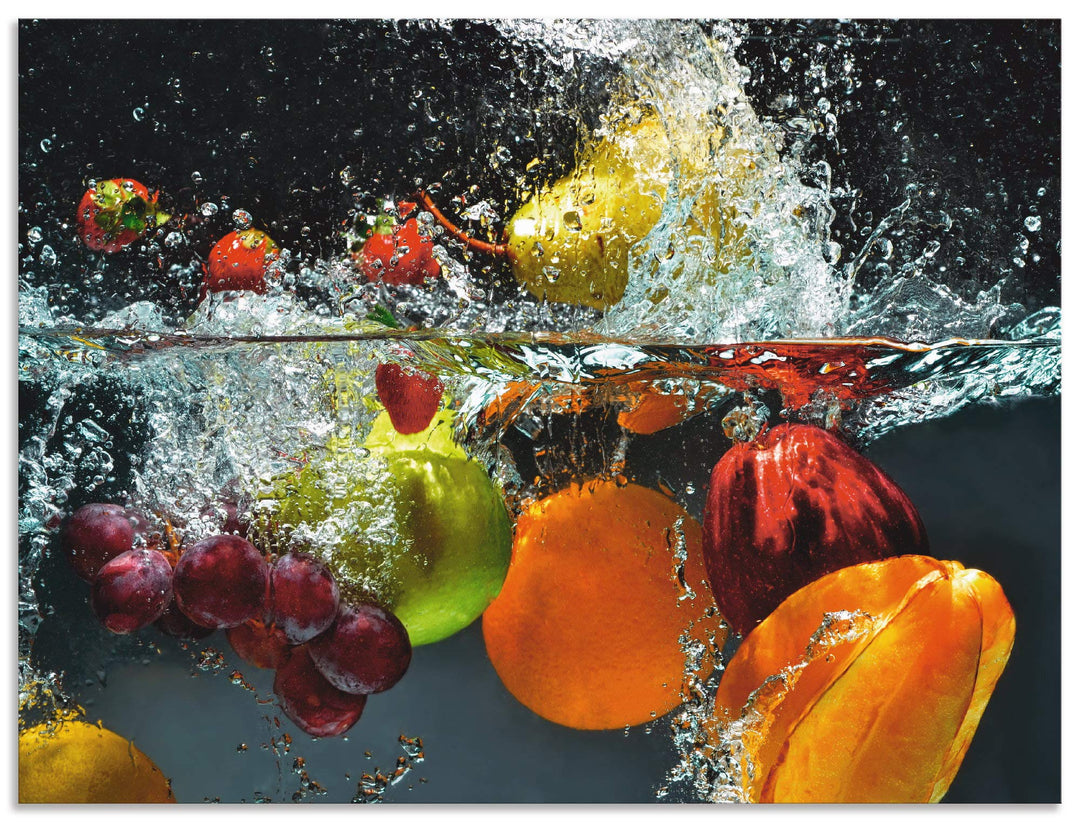 ARTland Spritzschutz Küche aus Alu für Herd Spüle 80x60 cm (BxH) Küchenrückwand mit Motiv Essen Obst