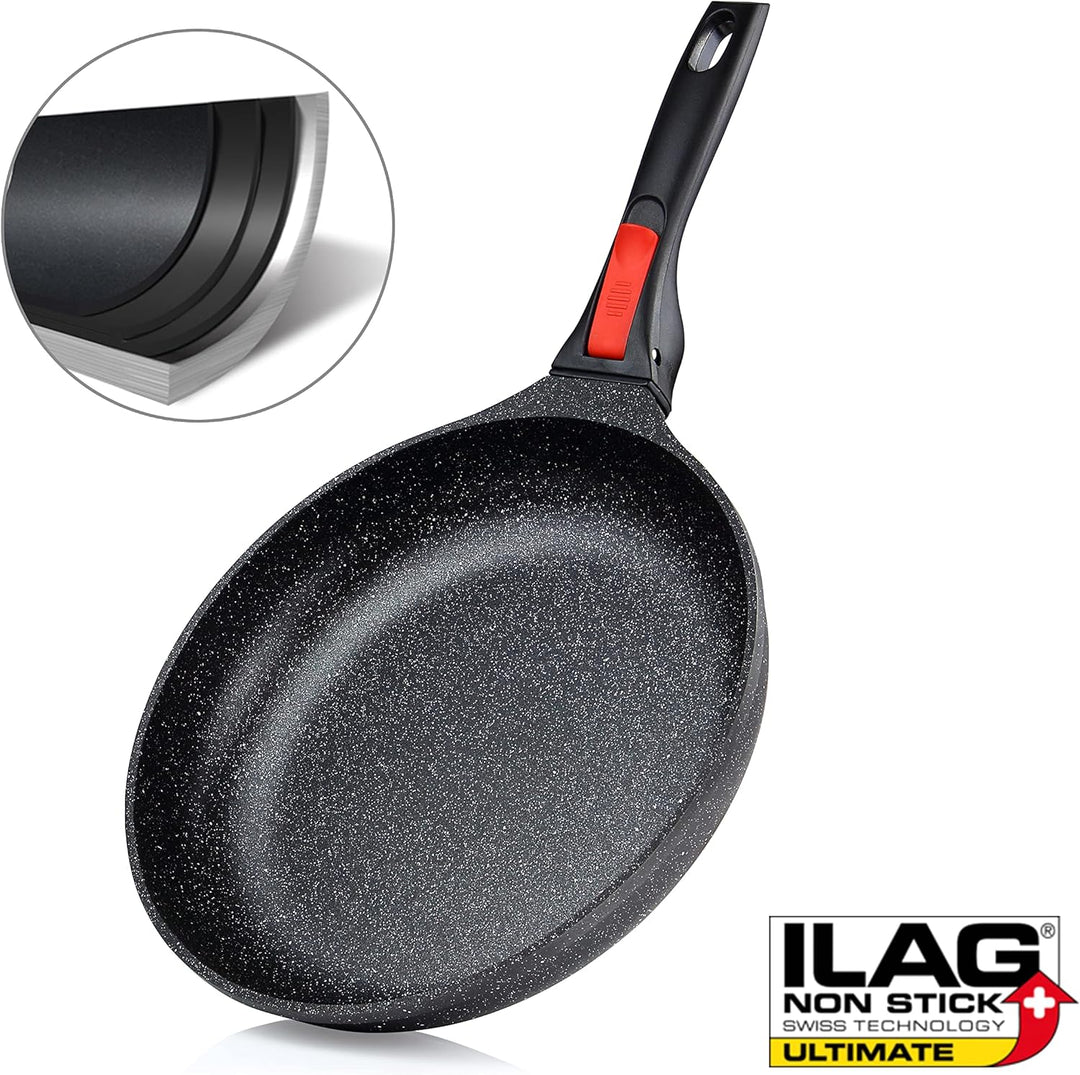 Linnuo Aluguss Pfanne 28 cm abnehmbarer Griff, Antihaft beschichtete Pfanne Induktion und alle Herde
