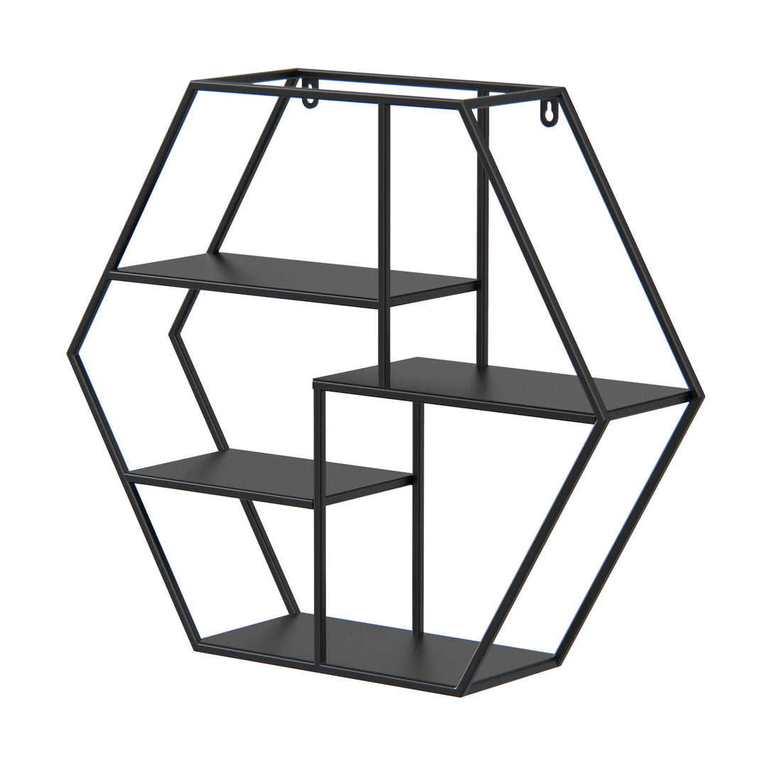Wandregal, Schwarz Wanddeko Metall, Vintage Metallregal hängend, Schweberegal 70 x 20 x 59 cm Deko W