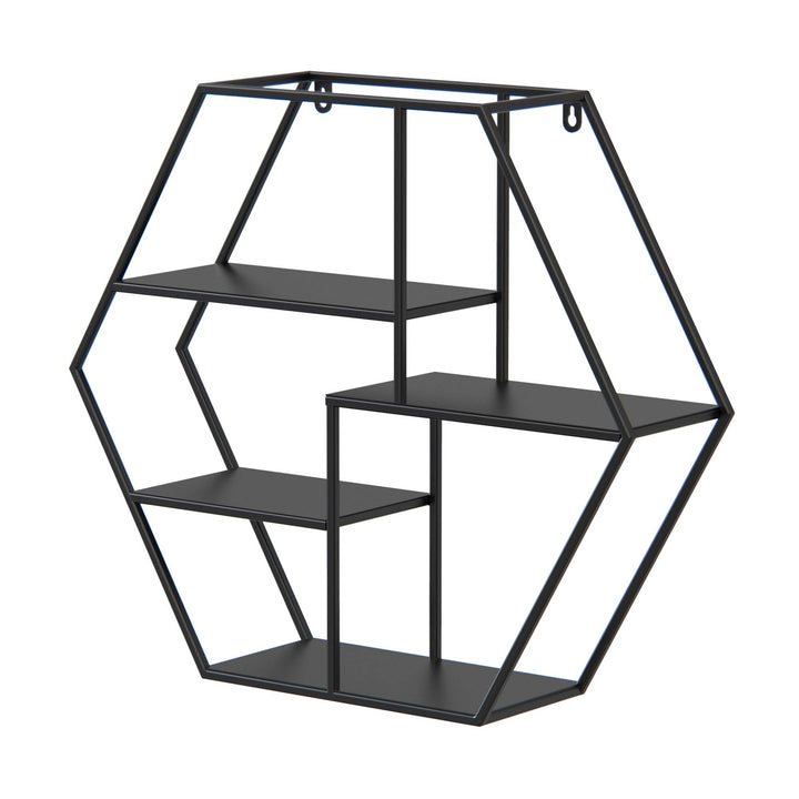 Wandregal, Schwarz Wanddeko Metall, Vintage Metallregal hängend, Schweberegal 70 x 20 x 59 cm Deko W