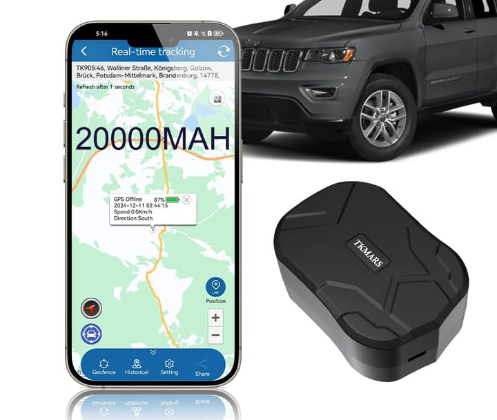 TKMARS GPS Tracker Auto Tracker für Auto 20000 Mah bis Zu 240 Tage Standby-Zeit GPS Tracker mit SIM