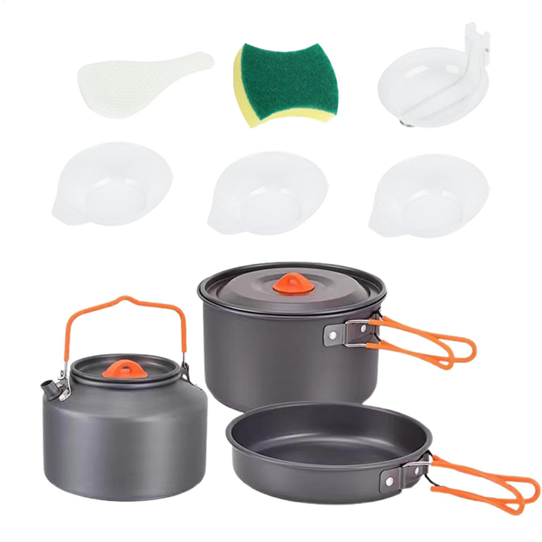 Camping-Kochset | Kompaktes Topf- und Pfannen-Set, tragbares Camping-Topf- und Pfannen-Set mit Wasse