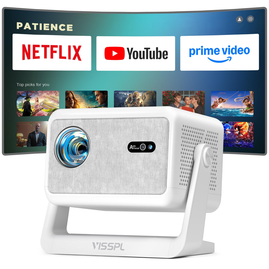 Smart Mini Beamer【Netflix Offiziell ＆ Autofokus / 6D Trapezkorrektur 】 27000L WiFi6 Bluetooth Beamer