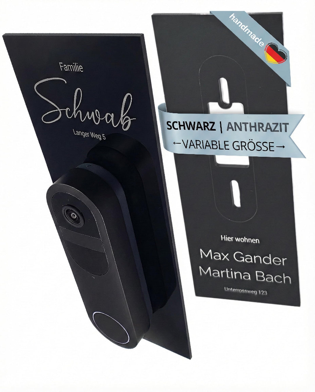Klingelschild für Reolink Video Doorbell Battery D340B | Schwarz oder Anthrazit | Verschiedene Muste