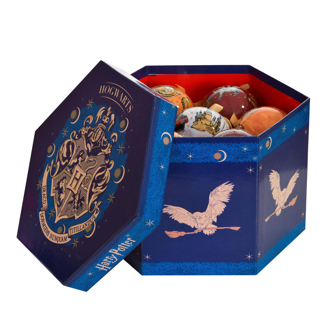 Elbenwald Wizarding World Weihnachtsbaumkugeln 14 teilig in dekorativer Geschenkbox für Harry Potter