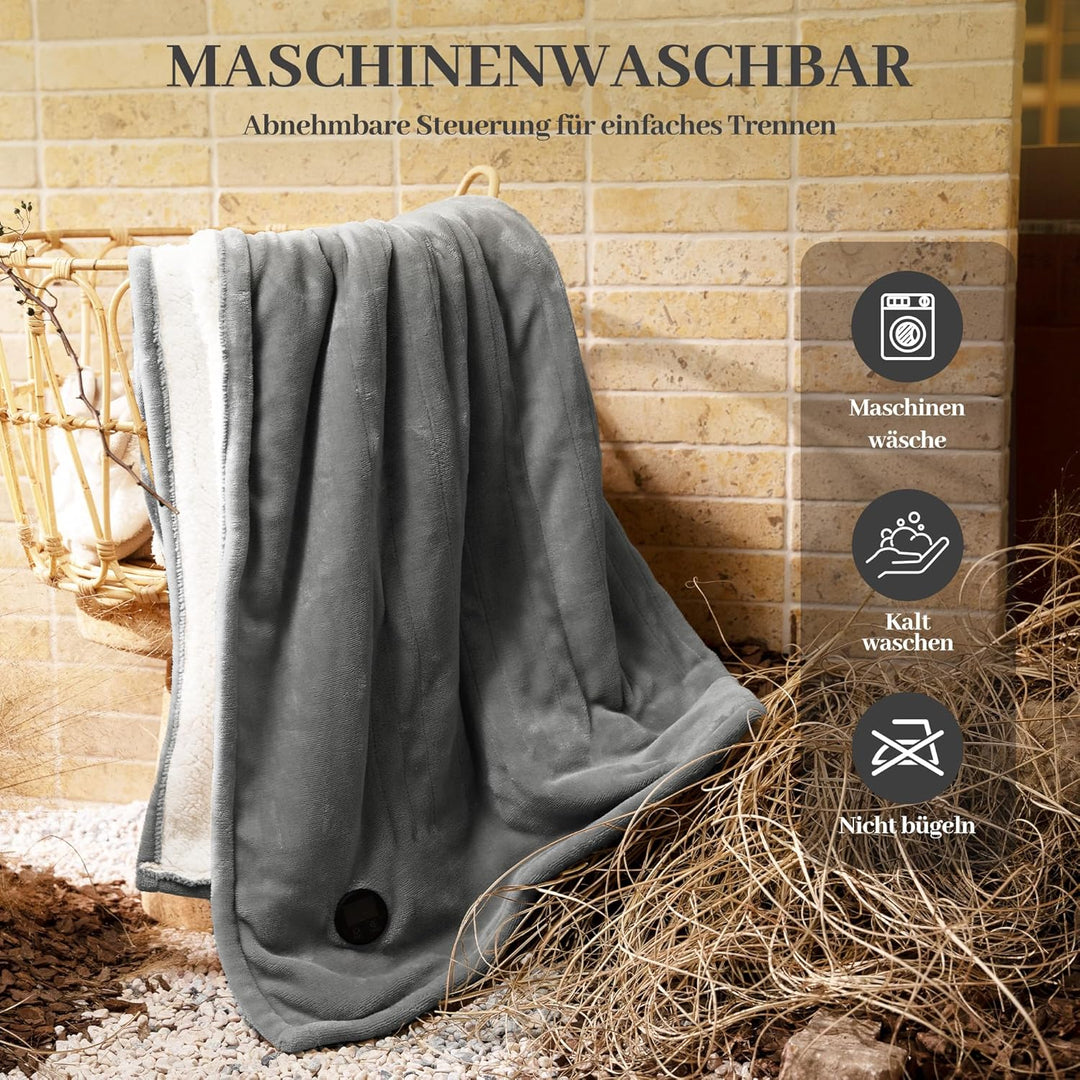 GOTCOZY Wärmedecke Heizdecke 130x180 cm – Ein Knopf Wärmedecke Elektrisch mit 10 Heizstufen & 9-Stun