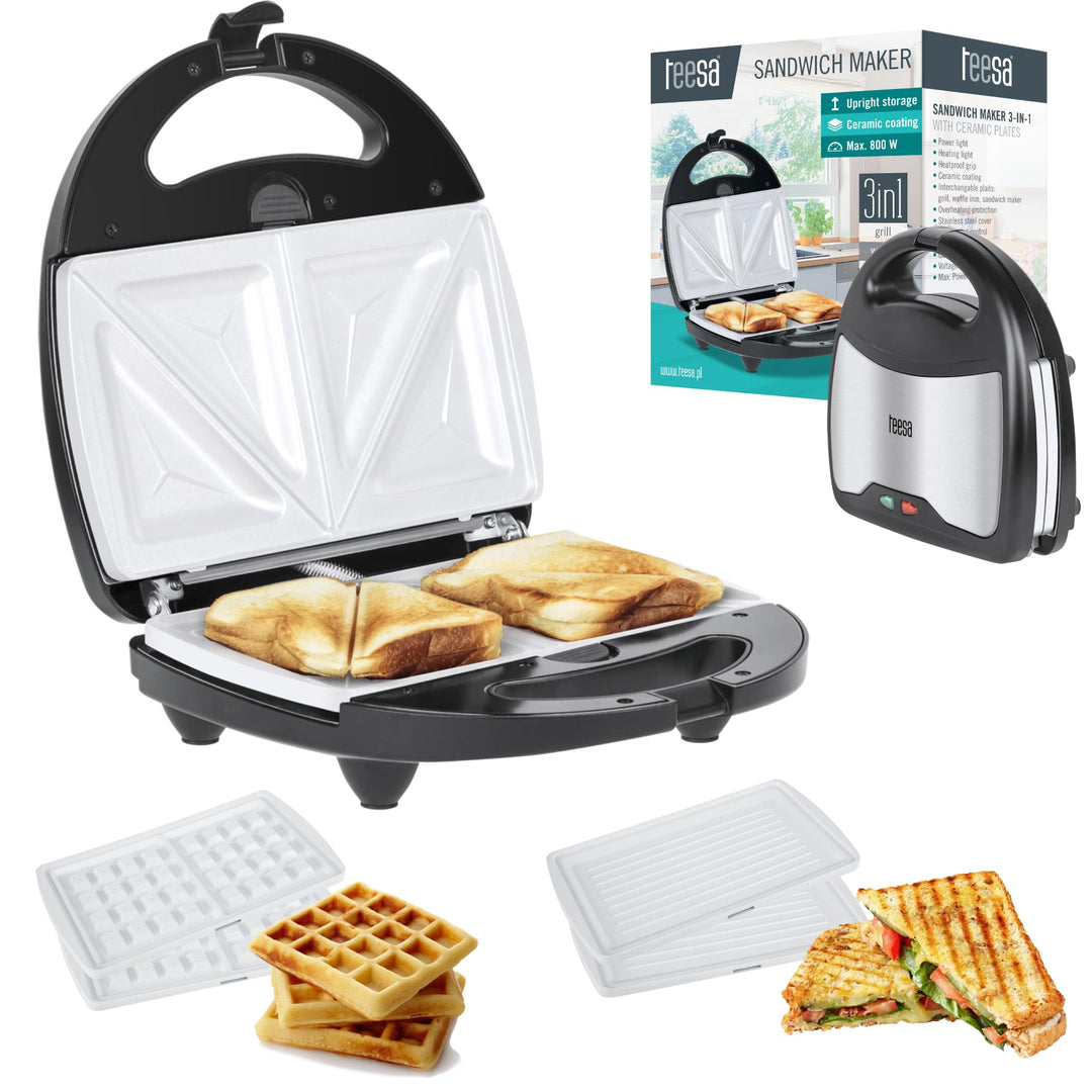 Teesa TSA3221 Sandwichmaker 3 in 1, silber/schwarz