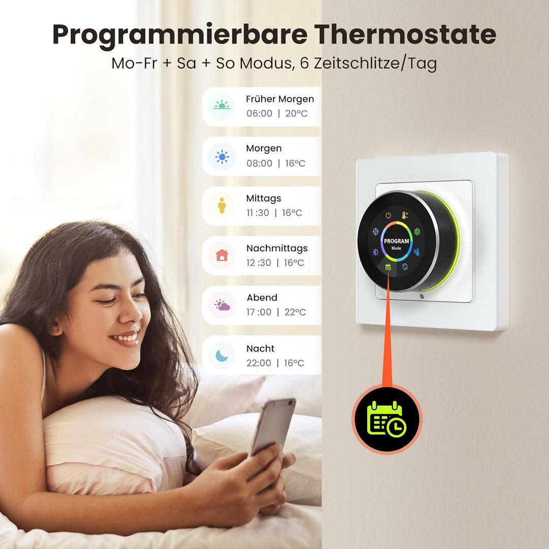 MIUCDA Smart Knopf Thermostat WiFi für Elektrische Fussbodenheizung，55x55 Raumthermostat Fussbodenhe