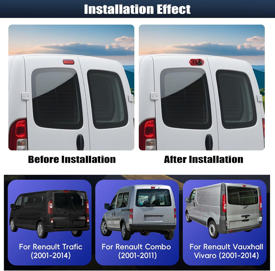 720P HD Rückfahrkamera für Renault Trafic 2001-2014/Opel Combo 2001-2011/ Opel Vivaro 2001-2014, 140
