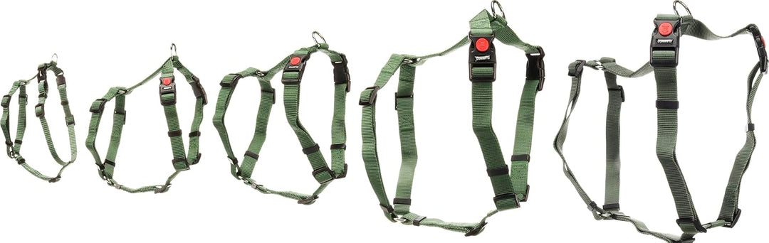hundegeschirr - ziggi kaki H-Form - grösse M - 45-65 cm / 55-70 cm - 20 mm - Nylon hundegeschirr ver