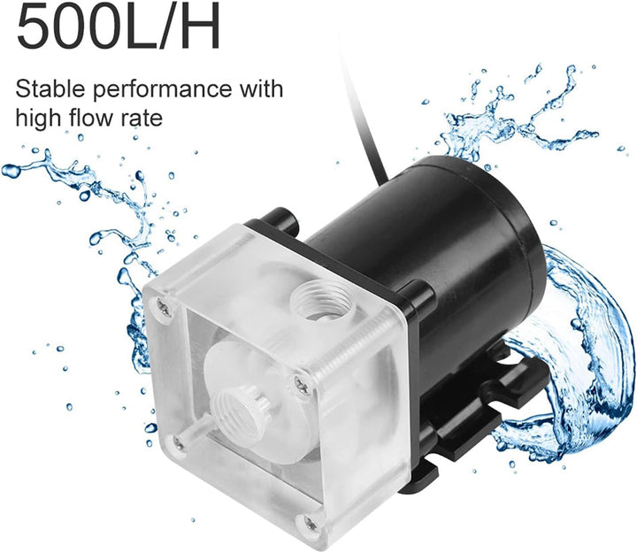 Wasserkühlpumpe, G1/4" Gewinde CPU Wasserpumpe Geräuschloses Computer Wasserkühlsystem Pumpe mit 4 M
