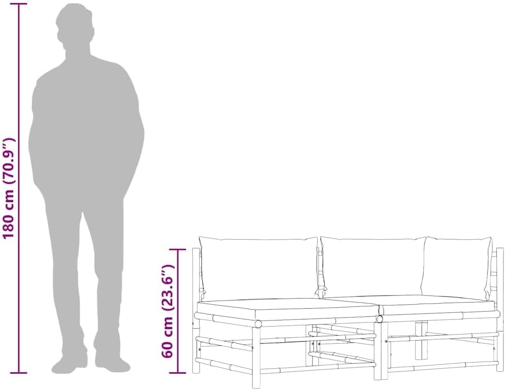 vidaXL Gartenmöbel 2-TLG. mit Kissen Ecksofa Mittelsofa Gartenset Gartensofa Lounge Sofa Garnitur Si