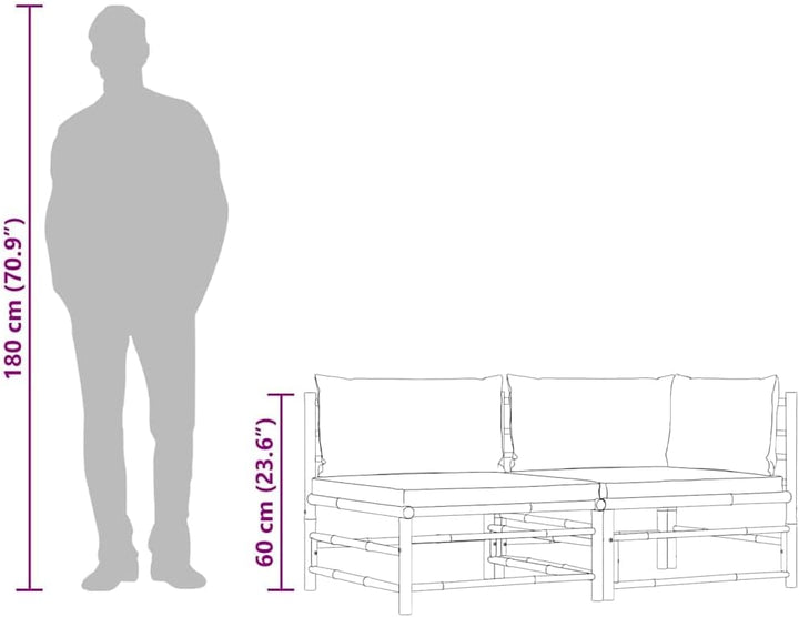 vidaXL Gartenmöbel 2-TLG. mit Kissen Ecksofa Mittelsofa Gartenset Gartensofa Lounge Sofa Garnitur Si
