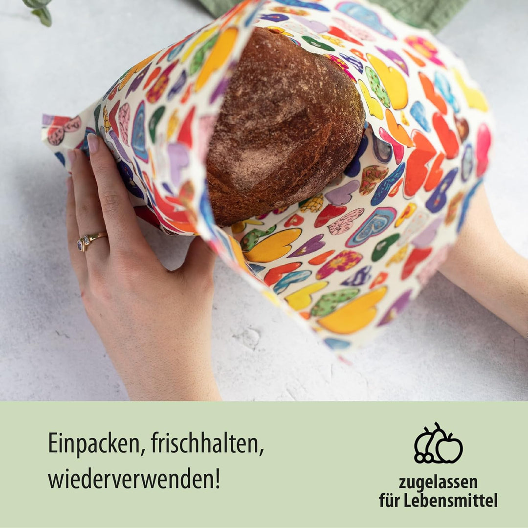 little bee fresh Bio-Bienenwachstuch grosser Beutel aus Deutschland - hält Lebensmittel natürlich, s
