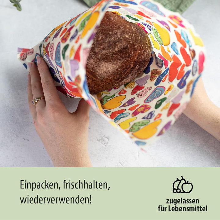 little bee fresh Bio-Bienenwachstuch grosser Beutel aus Deutschland - hält Lebensmittel natürlich, s