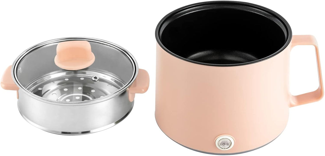 Elektrische Hot Pot und Dampfgarer, 1.7L Tragbare Mini Antihaft Multikocher, Ramen Kocher, Leistungs