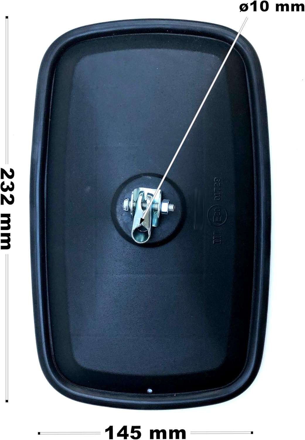 Aussenspiegel Traktor 232x145 mm ø10 mit Spiegelhalter Set Universal Rückspiegel für Traktor LKW Bag