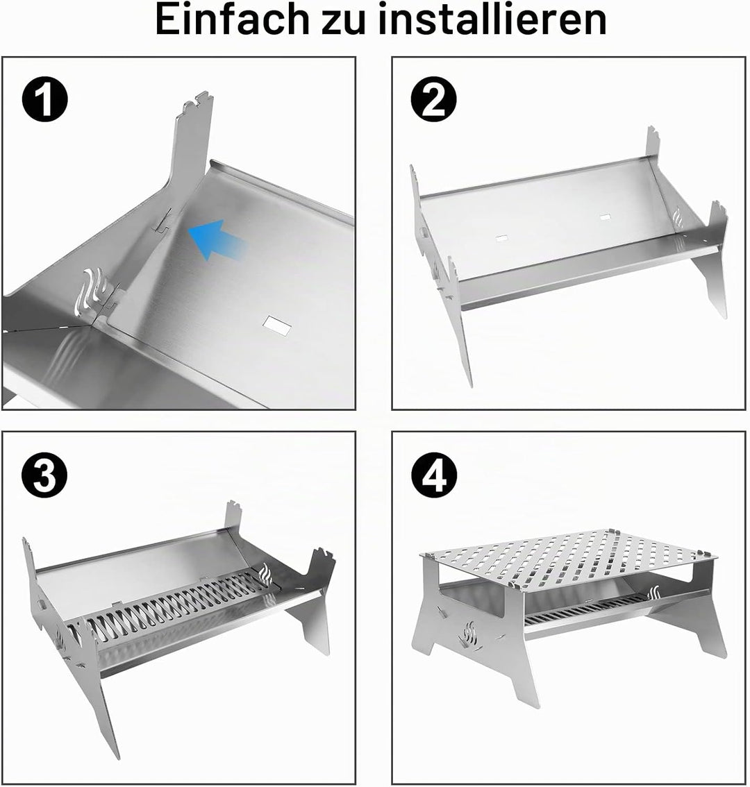 Onlyfire Tischgrill,mobiler Holzkohle-Grill, Grill-Grillrostsystem aus Edelstahl mit Tragetasche und