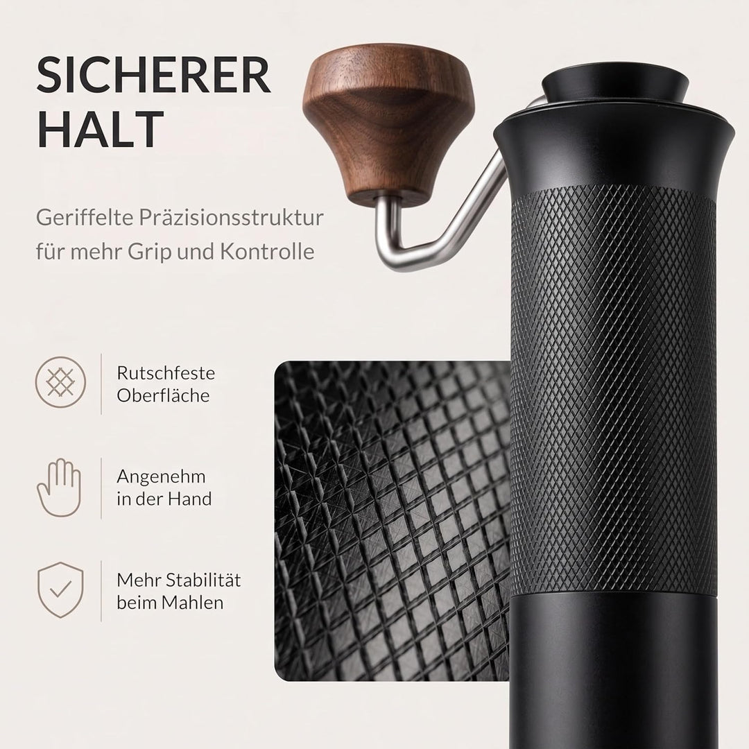 Thiru Handkaffeemühle manuell, Testsieger 2026*, Edelstahl-Kegelmahlwerk mit 60 Mahlgraden &amp; Doppell