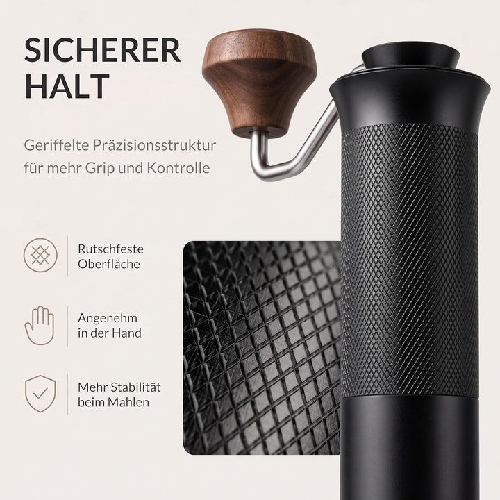Thiru Handkaffeemühle manuell, Testsieger 2026*, Edelstahl-Kegelmahlwerk mit 60 Mahlgraden &amp; Doppell
