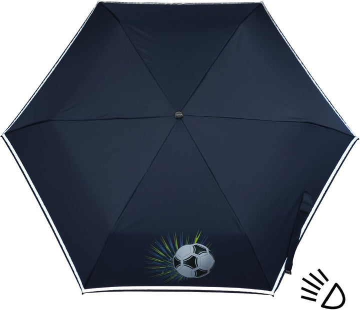 Knirps Kinder-Taschenschirm 4Kids Goal Reflective mit Reflexborte - White Goal White, Goal White