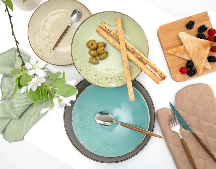 Creatable 20963, Serie Nature Collection, Geschirrset, Teller Set 12 teilig, Steinzeug Original 12 t