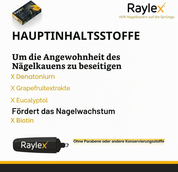 Raylex Stift anti Fingernägel kauen - nägelkauen stoppen für Kinder ab 3 & Erwachsene - Bitterer und