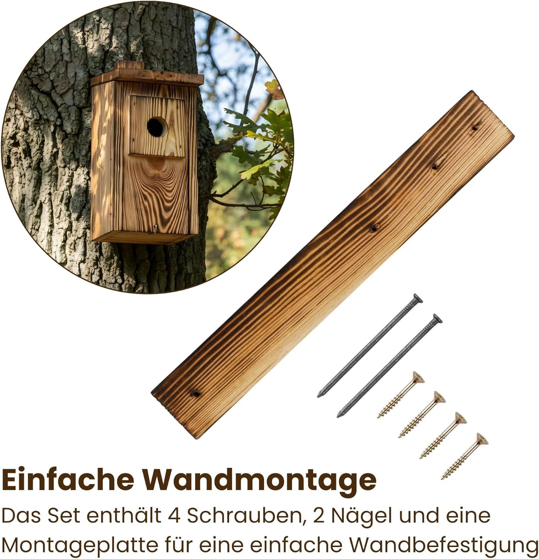 Creative Home Nistkasten für Vögel für Draussen Wetterfest | Geflammt | Vogelnistkasten aus Kiefernh