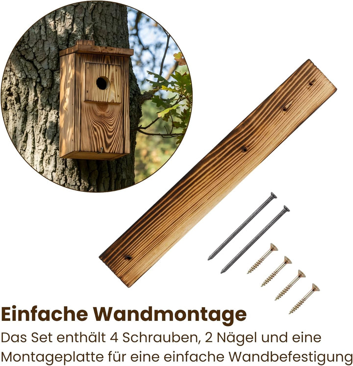 Creative Home Nistkasten für Vögel für Draussen Wetterfest | Geflammt | Vogelnistkasten aus Kiefernh