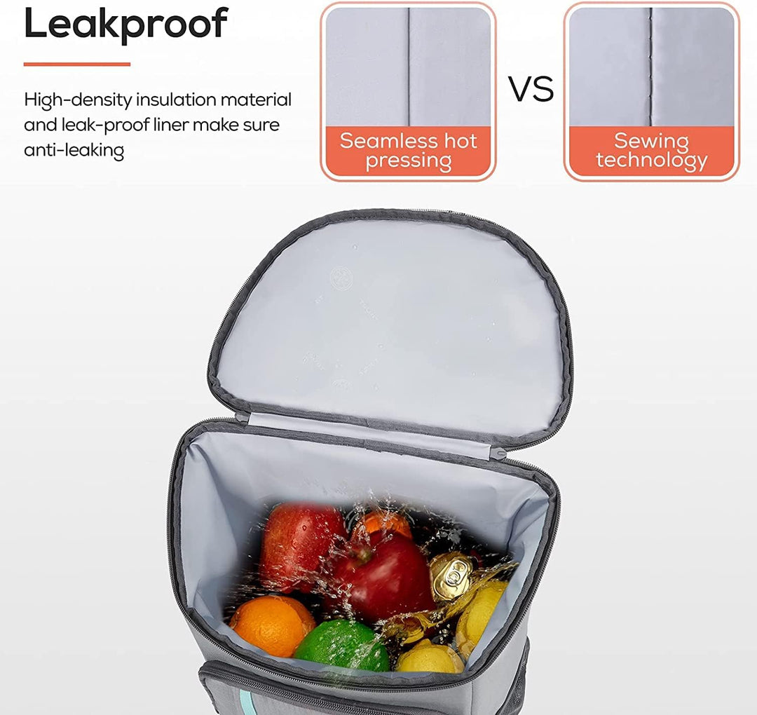 TOURIT 28L Kühler Rucksack Leichter Rucksack mit Flaschenöffner Hält 30 Dosen Grau, Grau