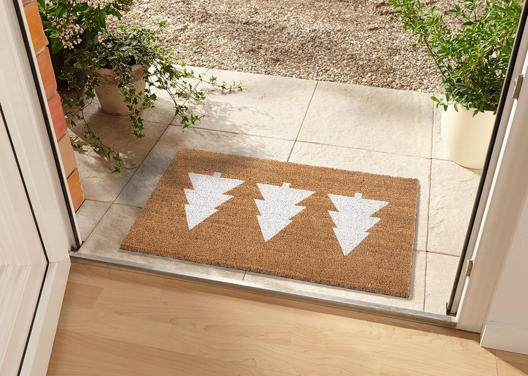 Hanse Home Kokos Fussmatte Weihnachten für Innen - Schmutzfangmatte Natur, Kokosmatte Weihnachtsbäum
