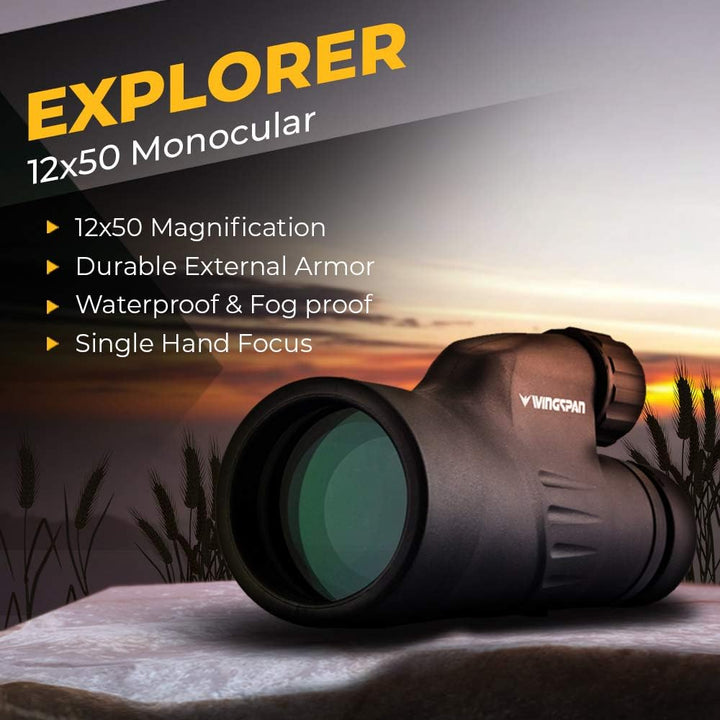 Wingspan Optics Explorer – 12X50 Hochleistungsfähiges Monokular – Heller und klarer Sichtbereich – E