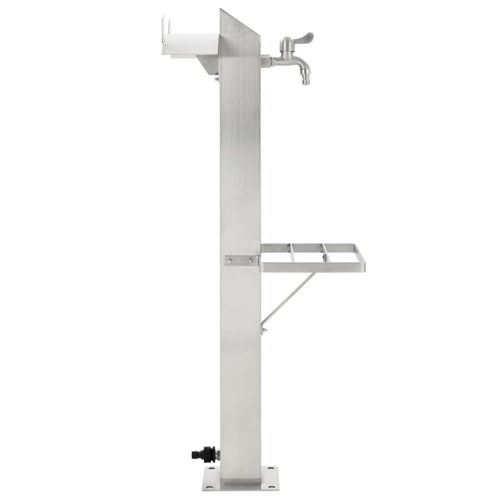 Edelstahl Wassersäule Quadratisch 95 cm | Mit Wasserhahn, Freistehend, Inklusive Teflonrollen, Monta