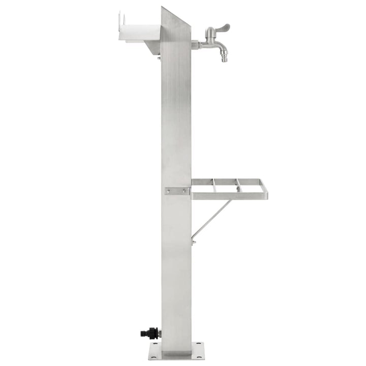 Edelstahl Wassersäule Quadratisch 95 cm | Mit Wasserhahn, Freistehend, Inklusive Teflonrollen, Monta