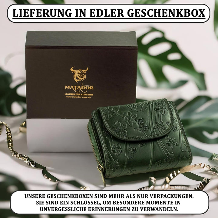 MATADOR |SARAGOSSA| RFID Blocker Leder Portemonnaie Damen| Geldbeutel Portmonee Damen mit Geschenk B