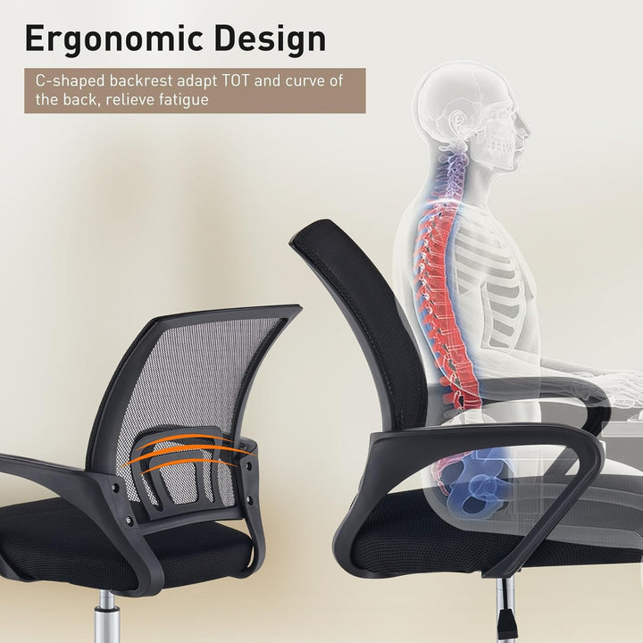 TUKAILAI Bürostuhl Ergonomisch, Schreibtischstuhl aus Netzstoff, Chefsessel mit Lendenwirbelstütze,