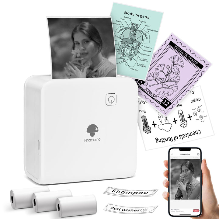 Phomemo M02 Pro Mini Drucker für Smartphone, Sticker Drucker 300 DPI Mini Thermodrucker Tiny Printer