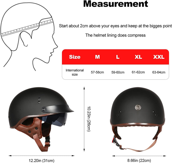 BOSERMEM Motorradhelm Mit Schutzbrille DOT/ECE-Zugelassen, Jethelm Roller-Helm Scooter-Helm Moped Mo