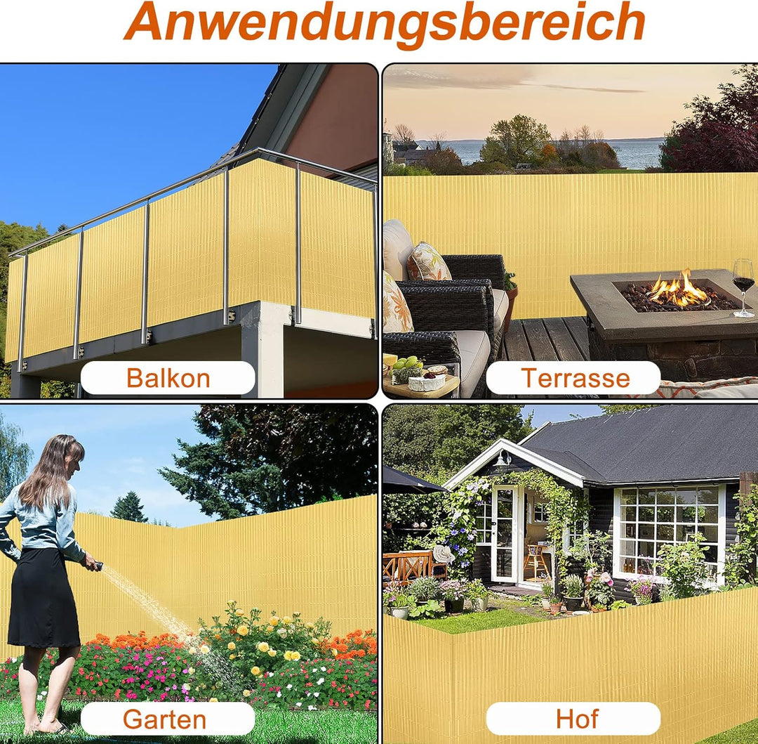 NAIZY PVC Sichtschutzmatte 90x300cm Sichtschutz Garten Sichtschutzzaun Bambus Sichtschutzzaun UV-Sch