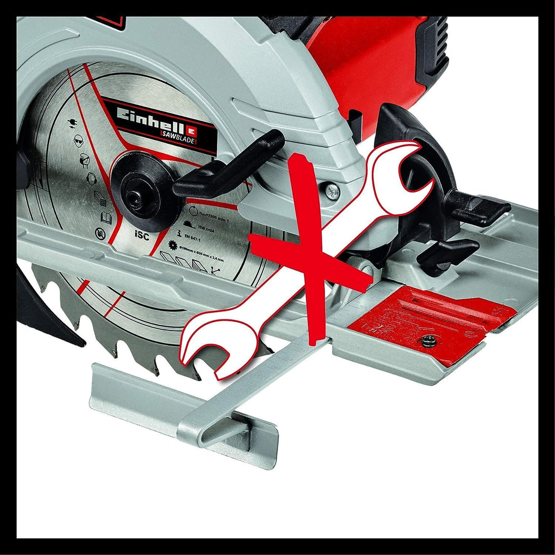 Einhell Handkreissäge TE-CS 190/1 (1.500 W, 5.500 min-1, werkzeuglose Einstellung, grosser Griffbüge