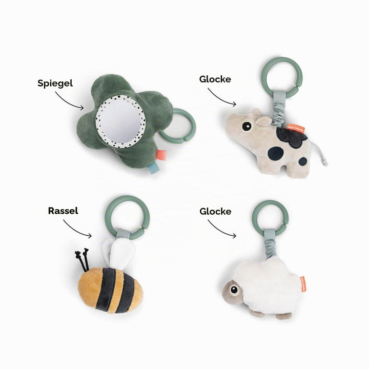 Done by Deer Activity Spielmatte – Tiny Farm – Grün | Baby Krabbeldecke mit Spielbogen &amp; 4 Spielzeug