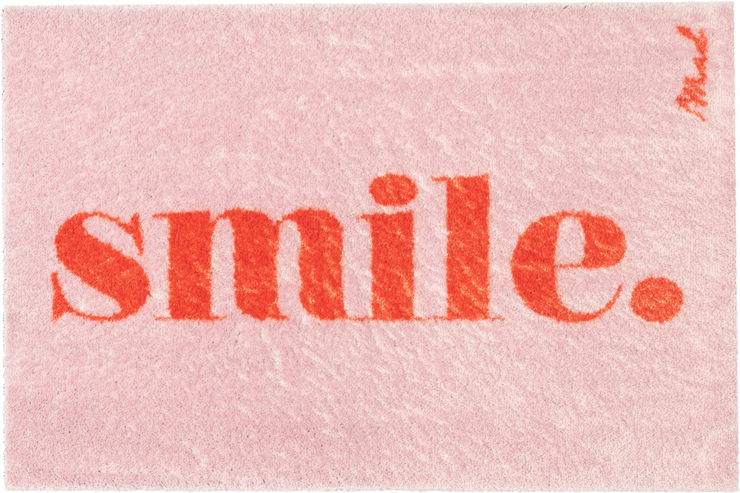 Mad about Mats Fussmatte Perla, Türvorleger, Indoor, Badematte, Pink Rot, Mit Spruch Smile., Trendy,