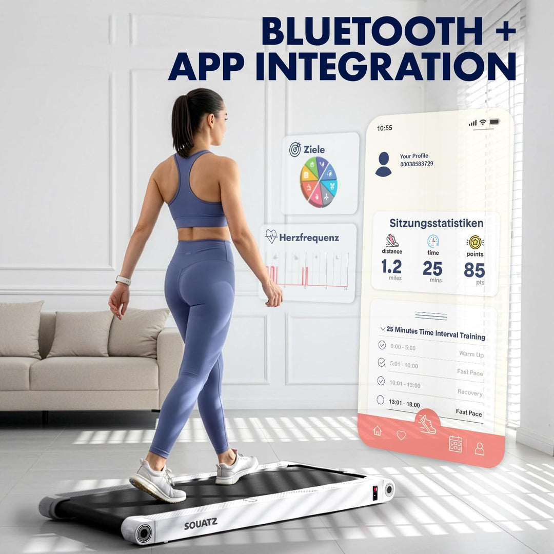 Squatz 2 in 1 Walking Pad- mit Vibration, Laufband für Zuhause, 6 km/h, mit APP & Bluetooth, Unter-d