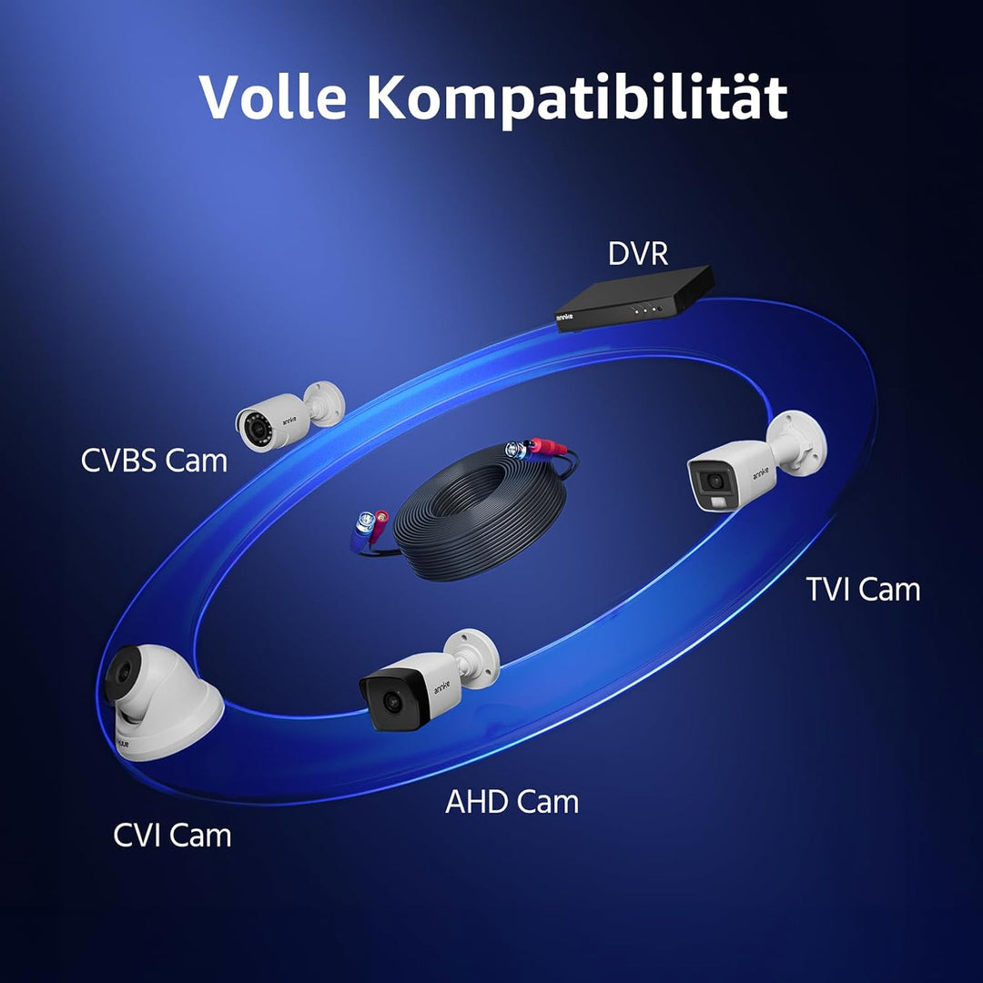 ANNKE BNC Kabel Videokabel CCTV DVR 4 x 30M DC Power für Überwachungskamera Videoüberwachung Überwac