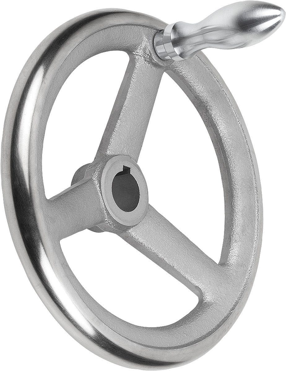 KIPP – Bedienteile | Normelemente 117835 Handrad mit Nut Grauguss, Komp:Stahl, 10, 80, D1=80mm D2=10