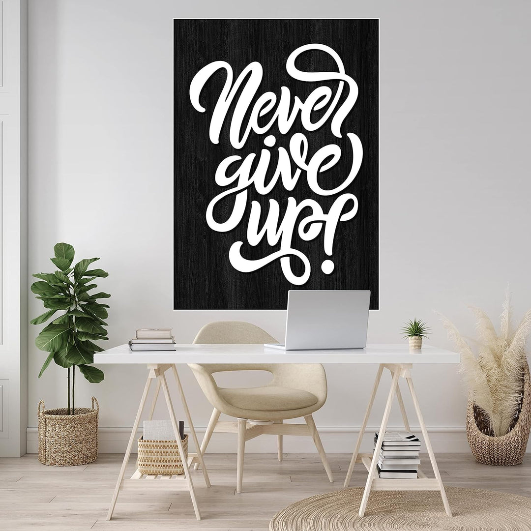 wandmotiv24 Poster als Wanddeko, Grösse Din A0, Never give up, Holz, Funky, Moderne Wanddeko, Wandbi