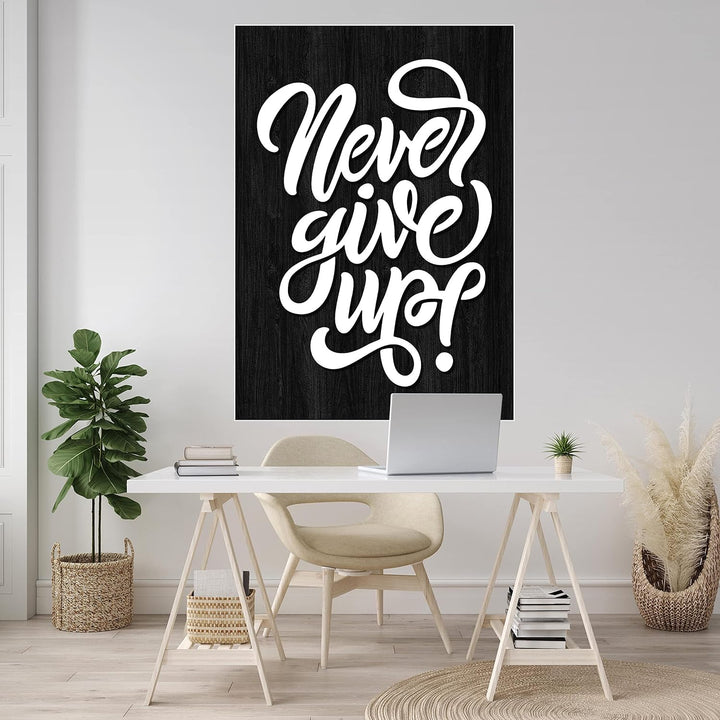 wandmotiv24 Poster als Wanddeko, Grösse Din A0, Never give up, Holz, Funky, Moderne Wanddeko, Wandbi